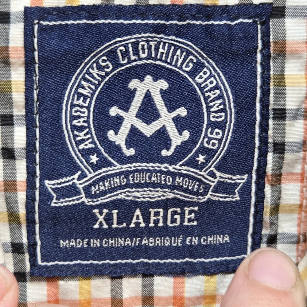 Akademiks Shirt Mens XL Multicolor‎ Plaid Short Sleeve Button Up Cotton Casual